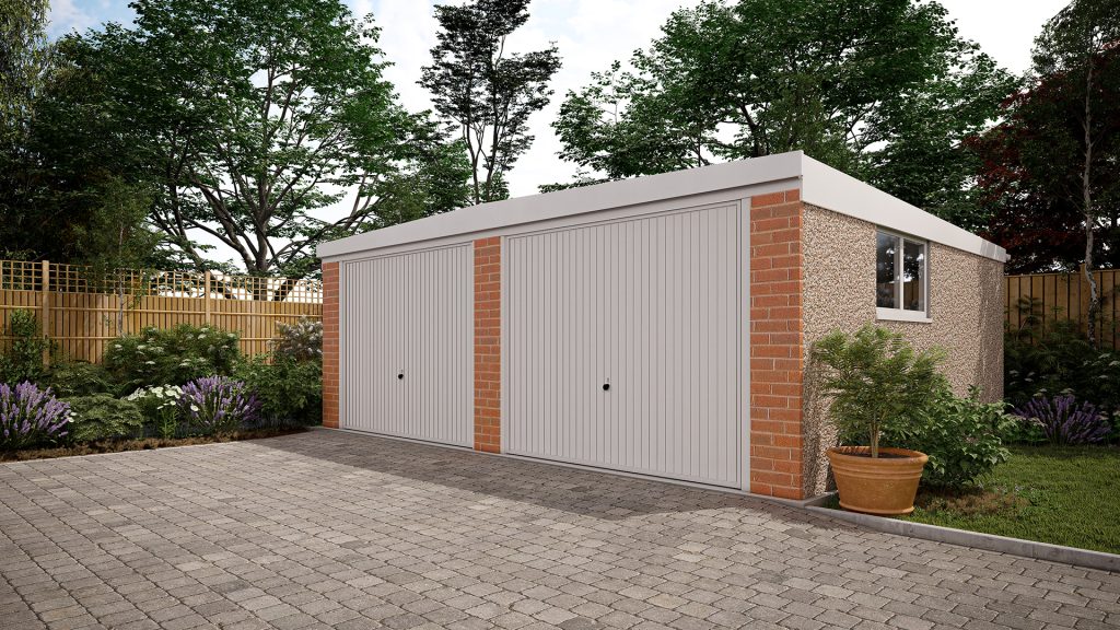 20ft wide Pent roof ultimate concrete garage | Birstall Garden & Leisure